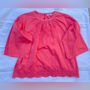 UNIQLO 100% cotton Coral Embroidered Blouse